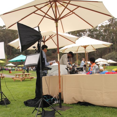 Behind the scenes of a SnapFiesta FlipBook set up.