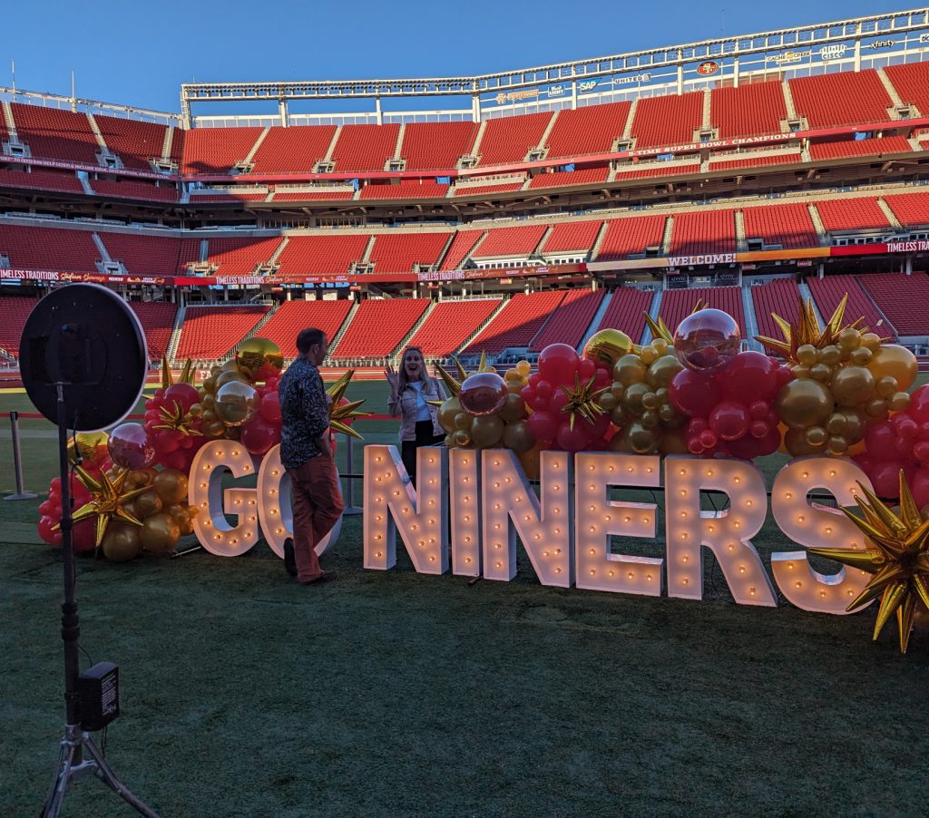 ring photobooth at a sports event in a stadium