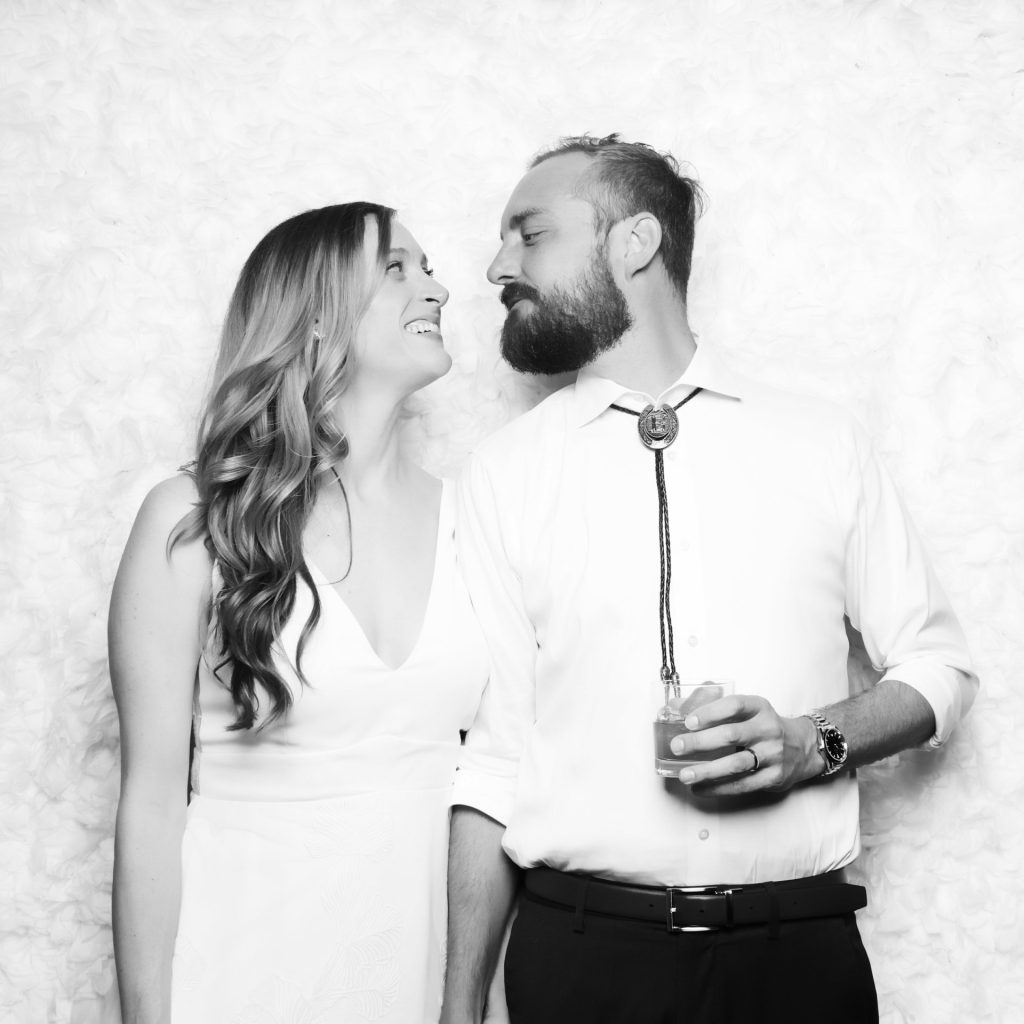 Bride and Groom using the GlamBooth for a Wedding Photo Booth