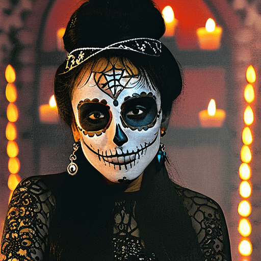 AI image of a woman with skull makeup