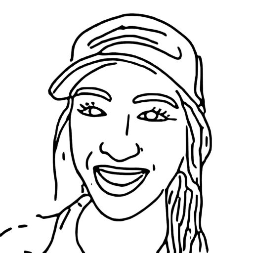 AI Sketchbot Image of a smiling woman with an hat.