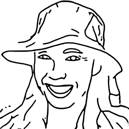 Sketch of a woman with a hat, created by Sketchbots