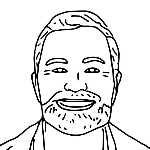 AI Sketchbot Image of a smiling man with a beard.