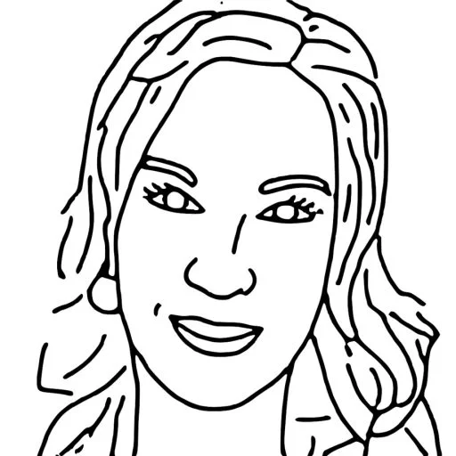 AI Sketchbot Image of a smiling woman with an earring