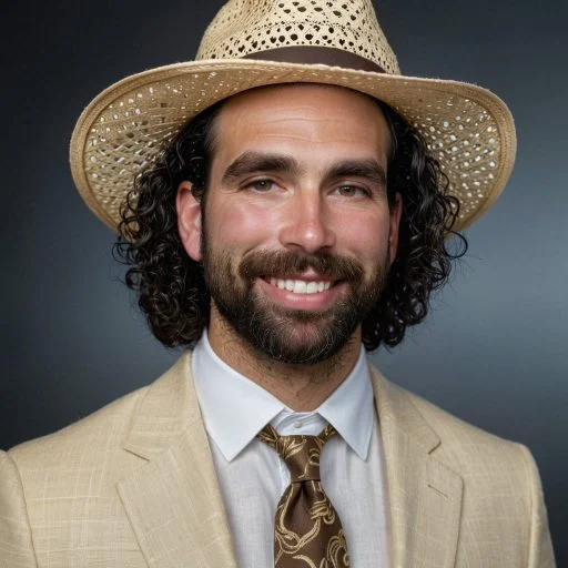 AI portrait of a man in a khaki suit and a hat