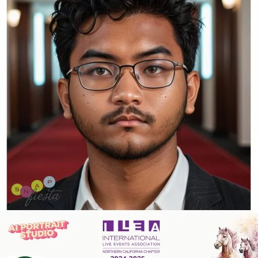AI portrait of a man at a red carpet event