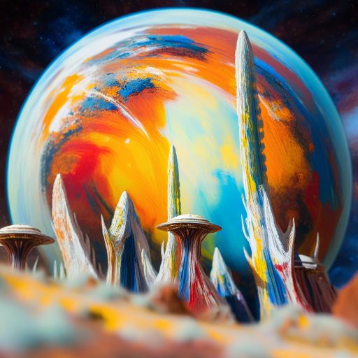 A drawing of a sphere, transformed into a futuristic city using the AI Scribble Studio.