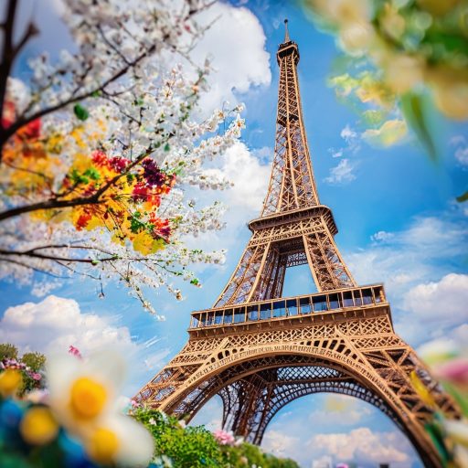 An image of the Eiffel Tower in spring created with the AI Scribble Studio.