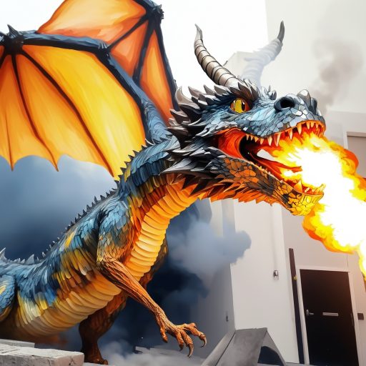 Image of a dragon breathing fire created by the AI Scribble Studio.