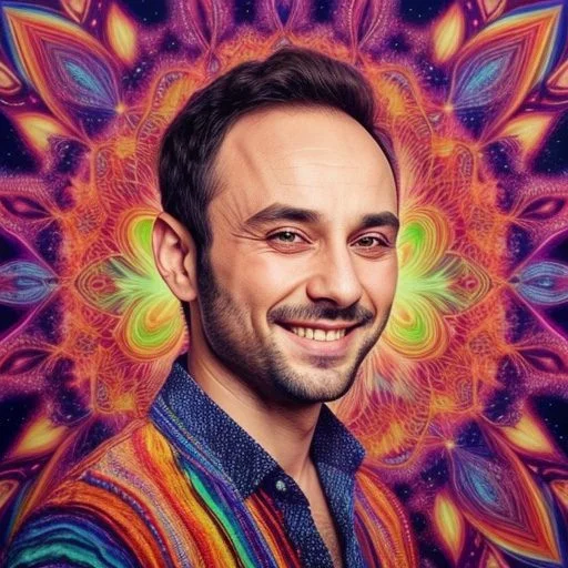 AI portrait of a man with a psychedelic background