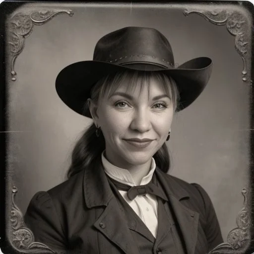 AI portrait in black and white of a woman in male period attire