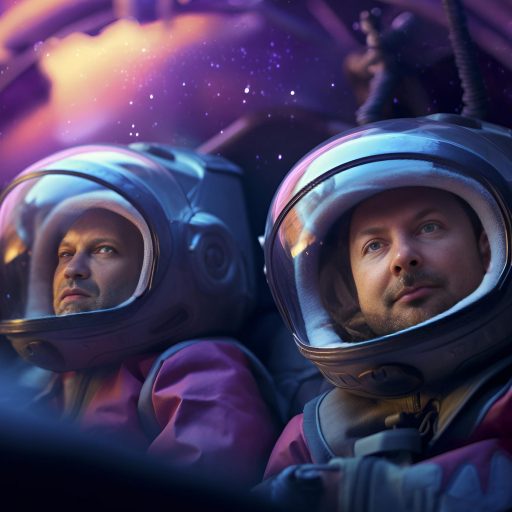 AI image of two men as astronauts in space