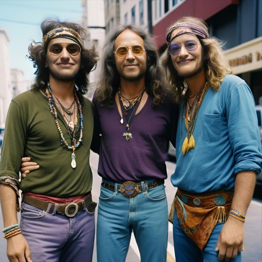 AI image of three men as hippies