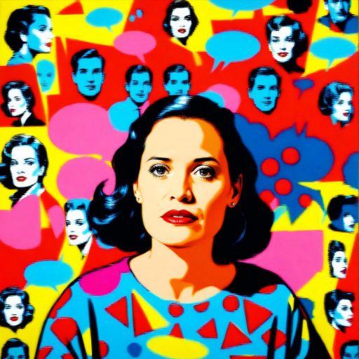 pop art image of a woman with dark hair,