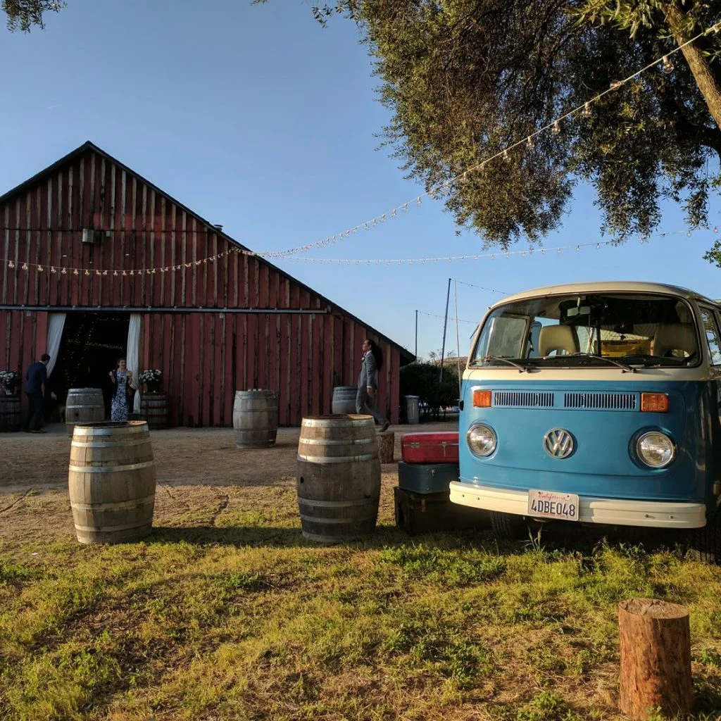 VW bus photo booth at an outdoor event